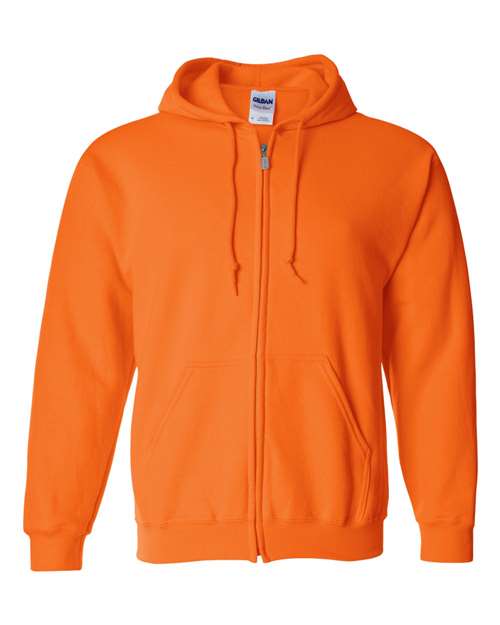 Neon Orange Full Zip Hooded Sweatshirt