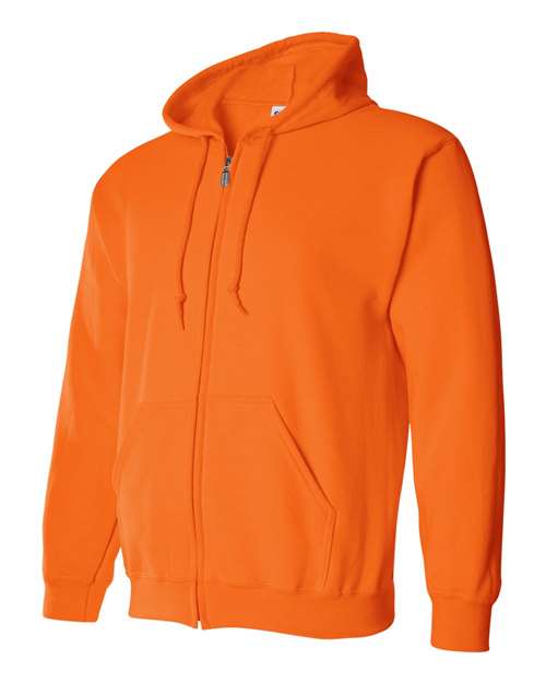 Neon Orange Full Zip Hooded Sweatshirt