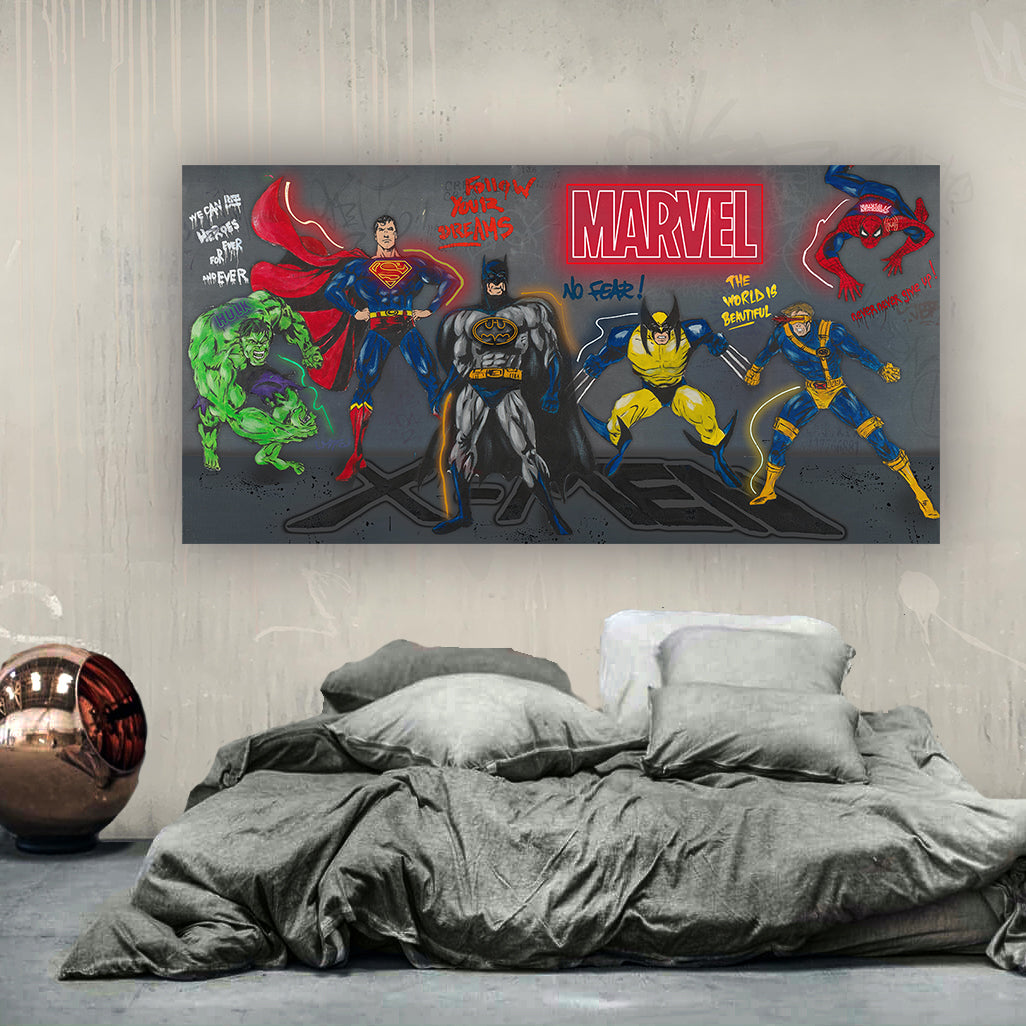 Superheroes Squad - Cartoon Canvas (Panoramic)