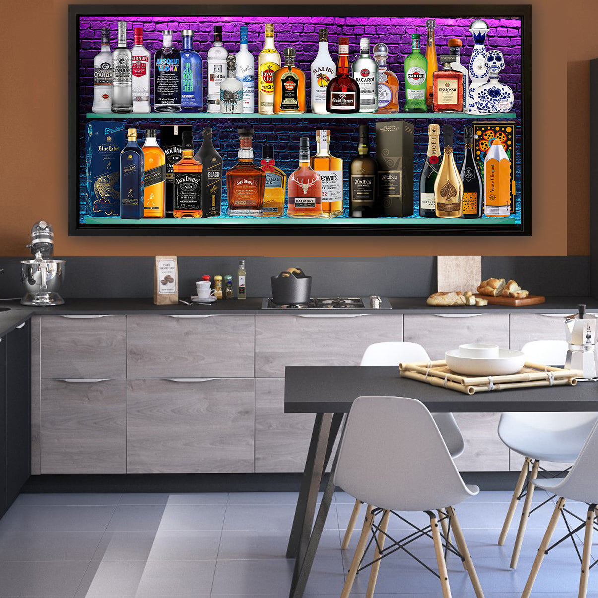 Alcohol Bookshelf Canvas (Panoramic)