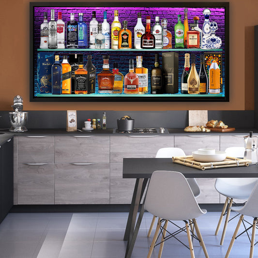 Alcohol Bookshelf Canvas (Panoramic)