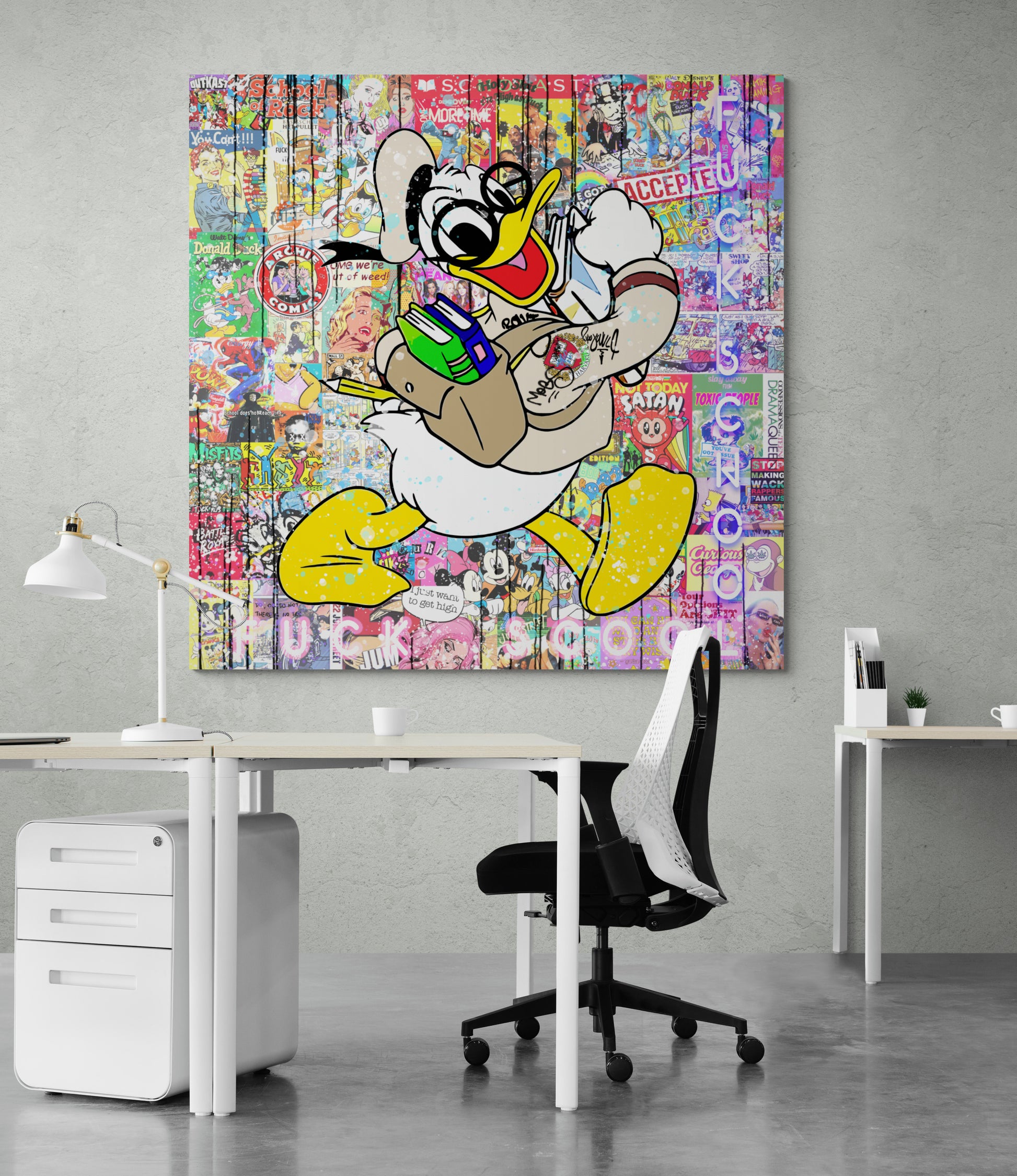 Fuck School - Cartoon Canvas