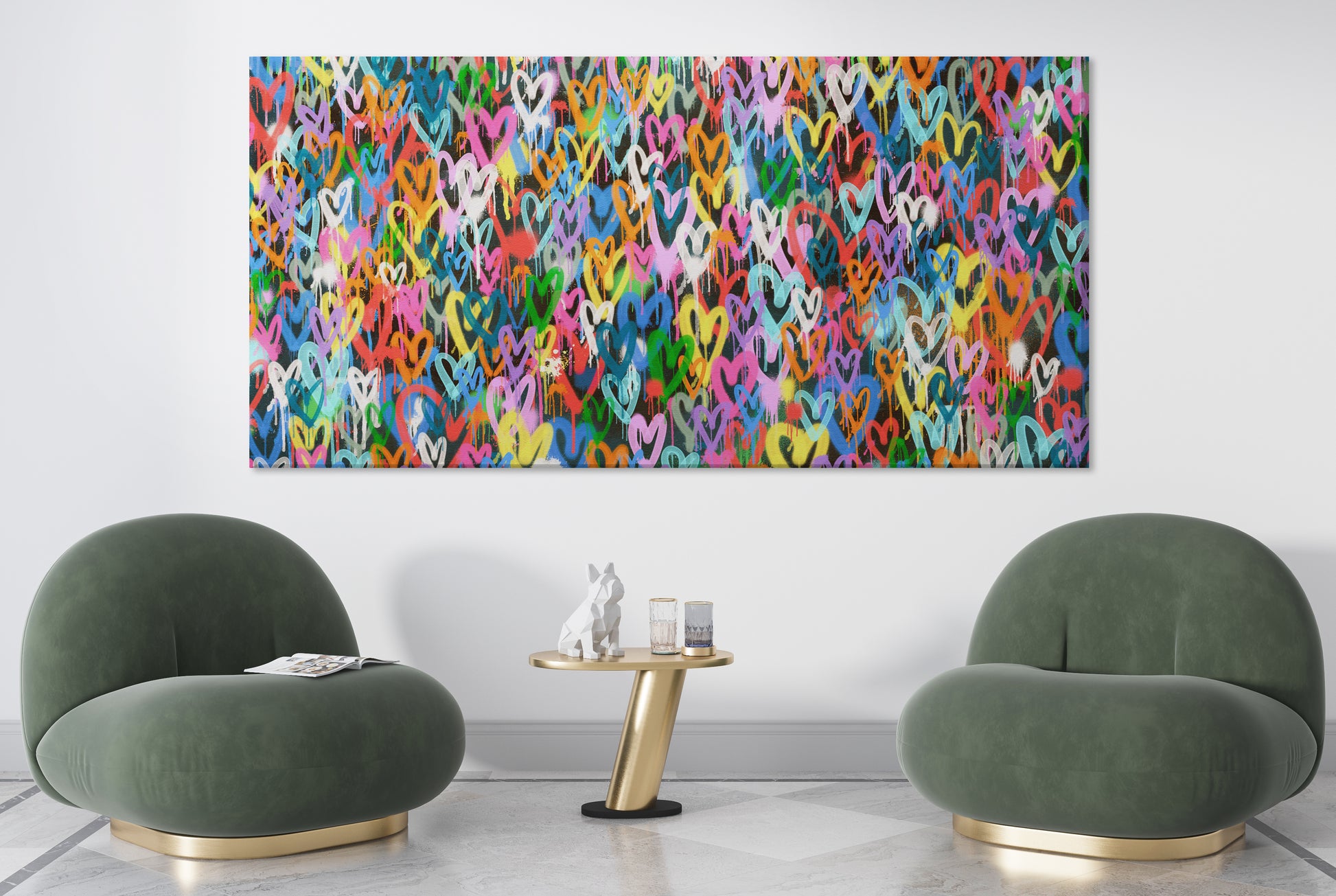 Graffitti Heart - Pop Art Canvas (Panoramic)