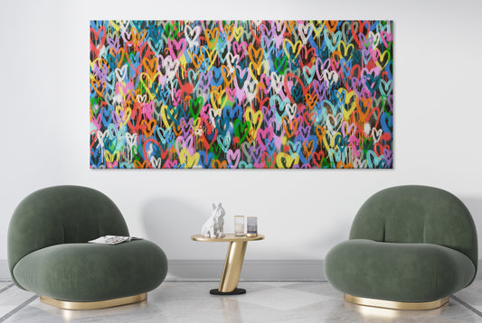 Graffitti Heart - Pop Art Canvas (Panoramic)