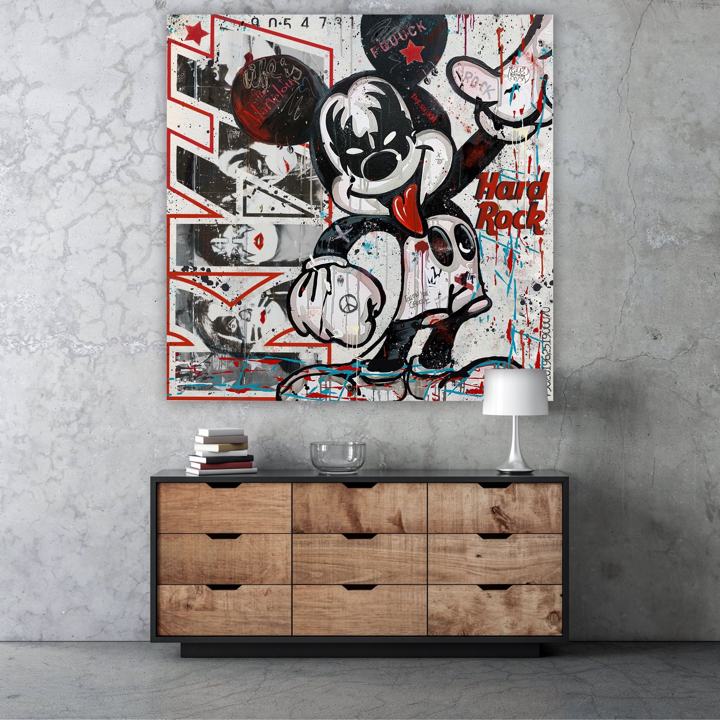 Hard Rock Mouse - Cartoon Canvas