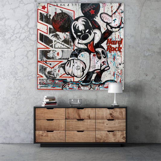 Hard Rock Mouse - Cartoon Canvas