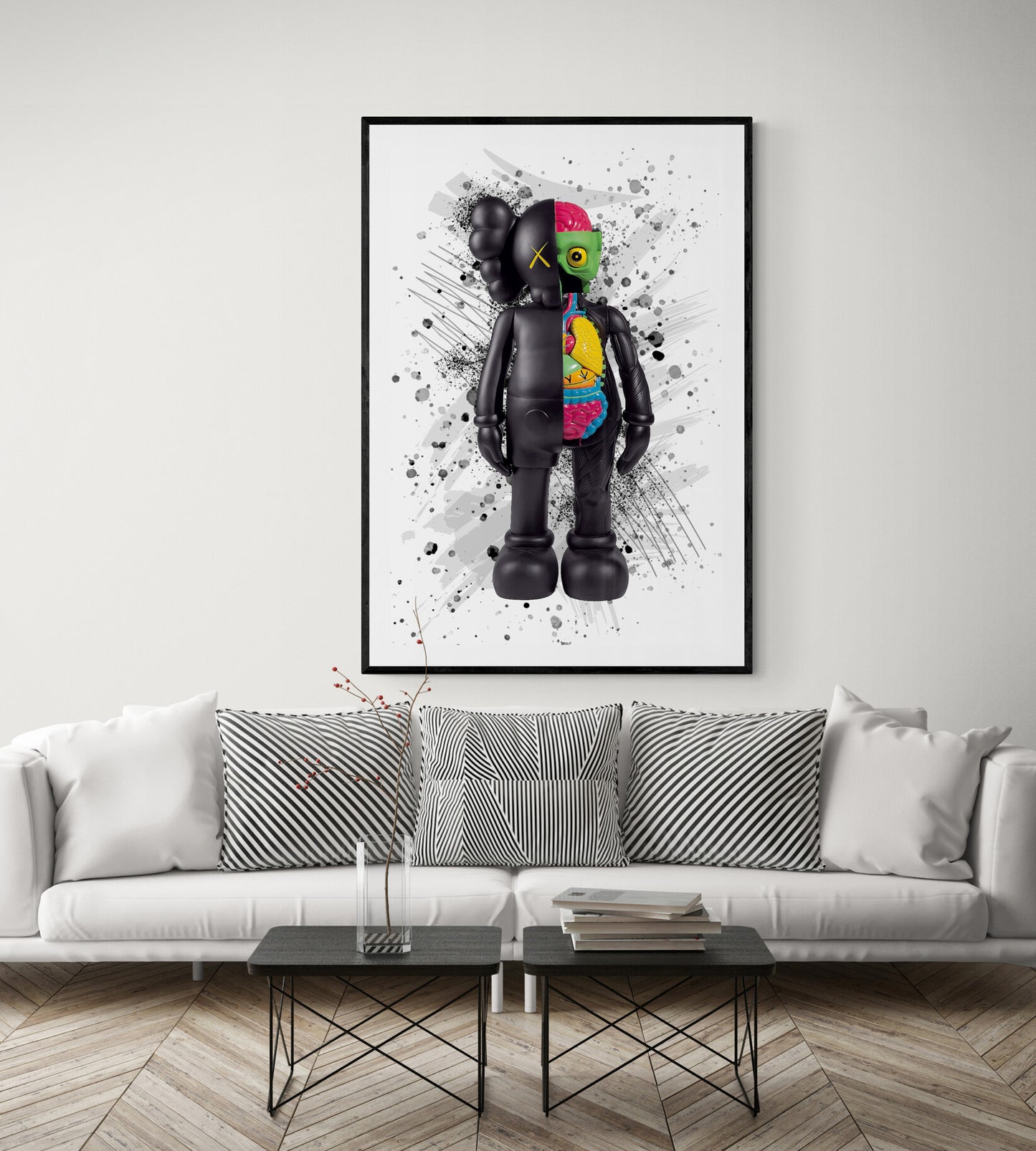Kaws Scratched Inspired Canvas Art