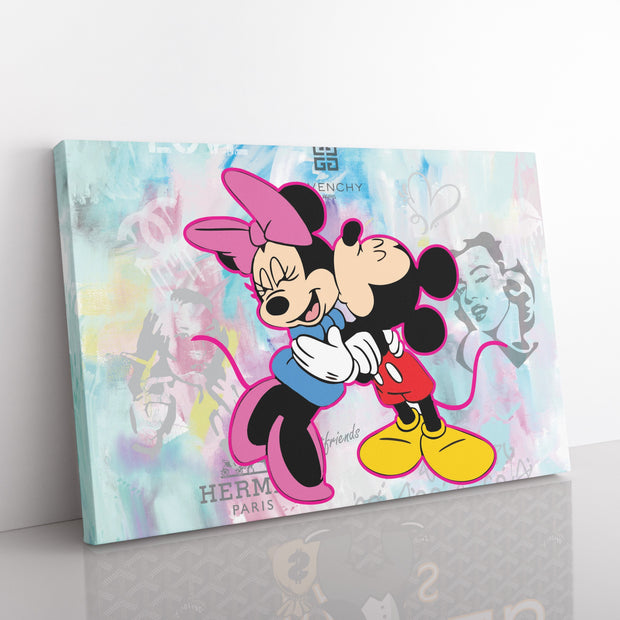 Tableau Pop Art Mickey Minnie I love you